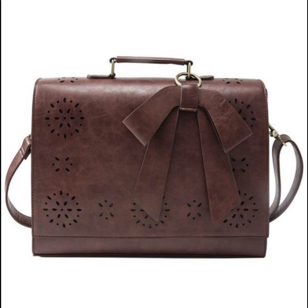 NWOT Brown Bow Women’s Briefcase. 15x10x4 Feminine